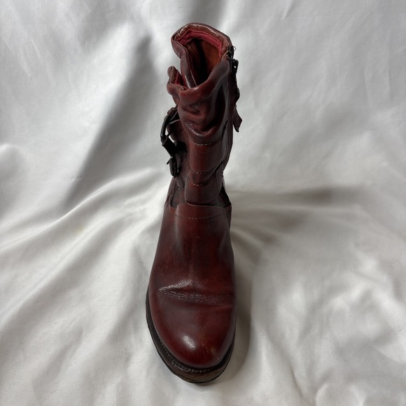 A.S.98 Airstep Women 7.5-8 / 38 Burgundy Red Leather Biker Ankle Boho Boots - Picture 16 of 16